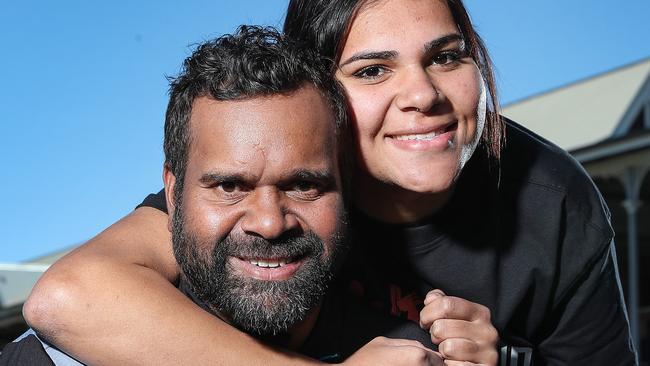 Port Adelaide great Byron Pickett’s daughter Lakeesha, is a member of the Power’s Women’s Footy Academy. Picture: Sarah Reed