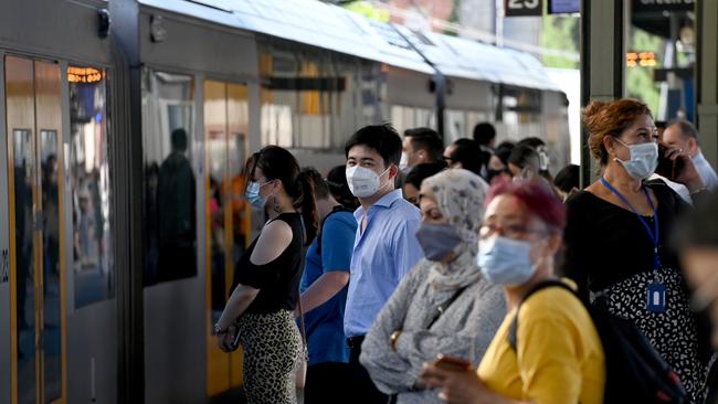 Commuters line the platform at Central station amid industrial action in December. Picture: NCA NewsWire / Jeremy Piper