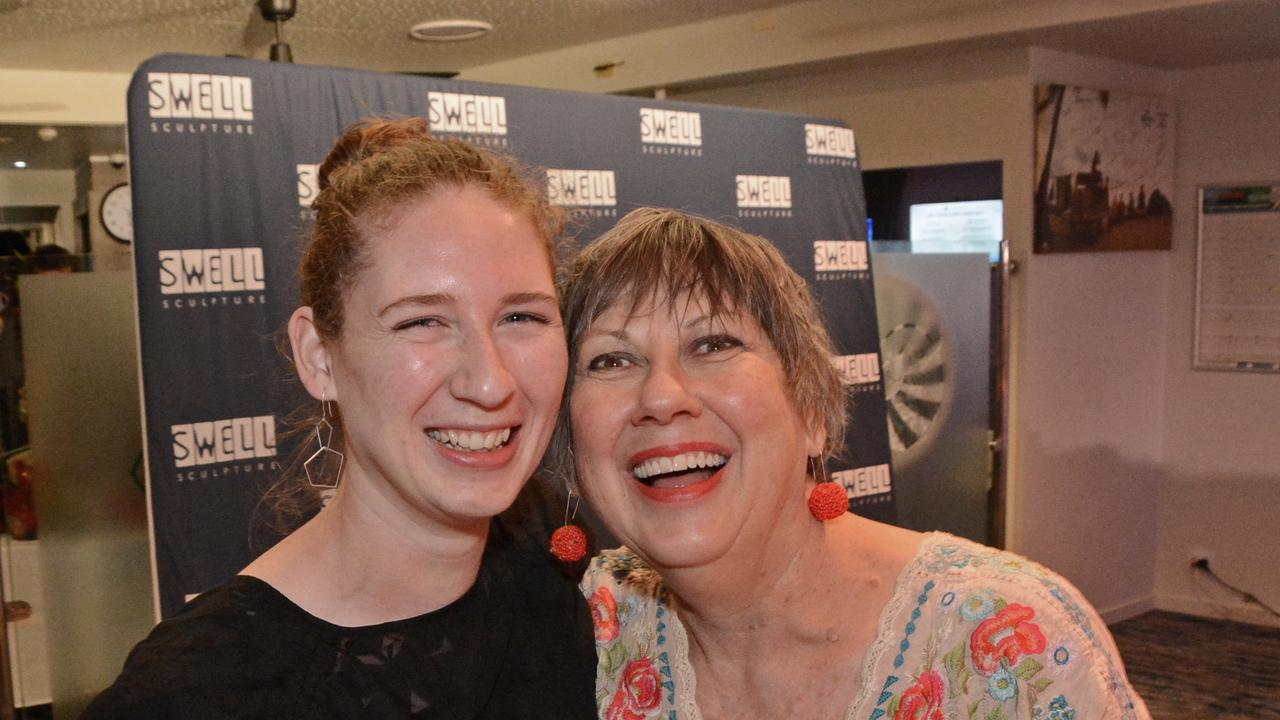 Pearl and Alice Nixon at launch of Swell Sculpture Festival at Currumbin SLSC. Pic: Regina King e.