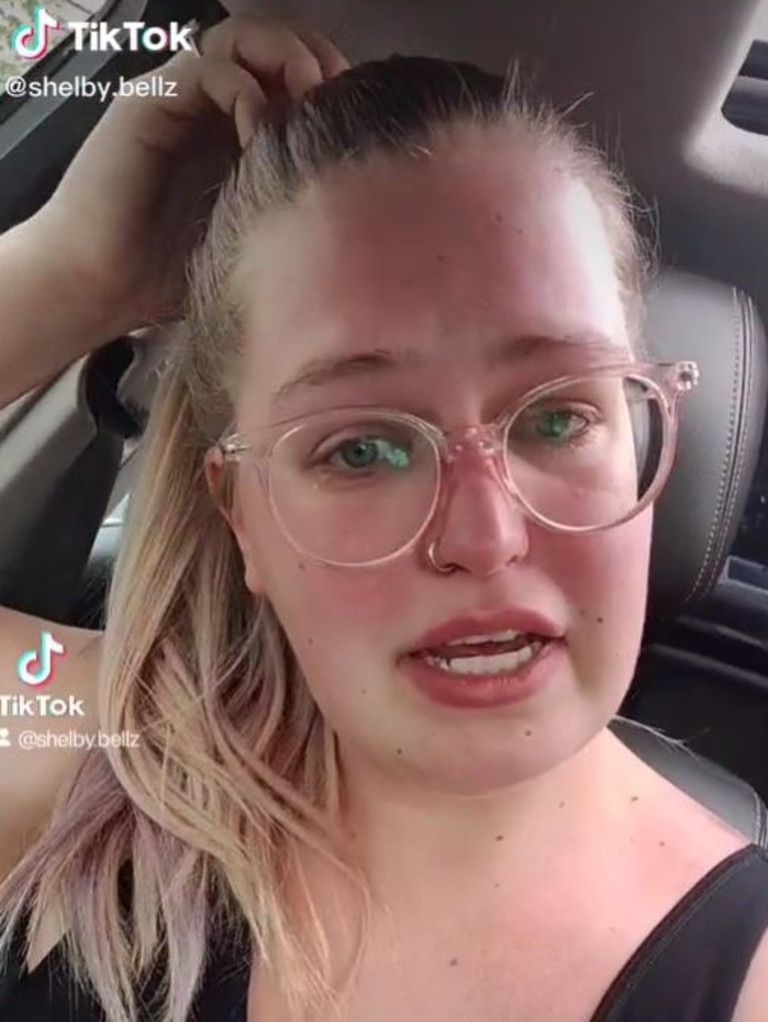 A US woman who was kicked out of her gym for wearing a sports bra claims she was ‘fat-shamed’. Picture: TikTok/@shelby.bellz