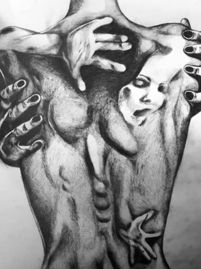 Lauren Parker expresses her torture in her artwork. Picture: Supplied