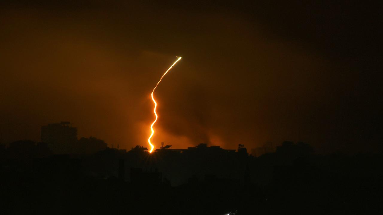 A flare fired by Israeli forces. Picture: Ronaldo Schemidt/AFP