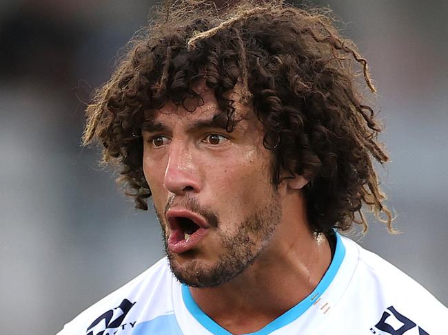 Titans' Kevin Proctor is sent from the field after he bit Cronulla's Shaun Johnson in a tackle during the NRL match between the Cronulla Sharks and Gold Coast Titans at Kogarah oval. Picture. Phil Hillyard