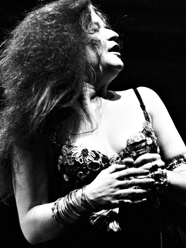 Fame: Joplin performs at Newport Folk Festival, 1968. Picture: Getty Images