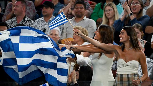 Greek fans have given Stefanos Tsitsipas the rock star treatment in Melbourne. Picture: AAP.