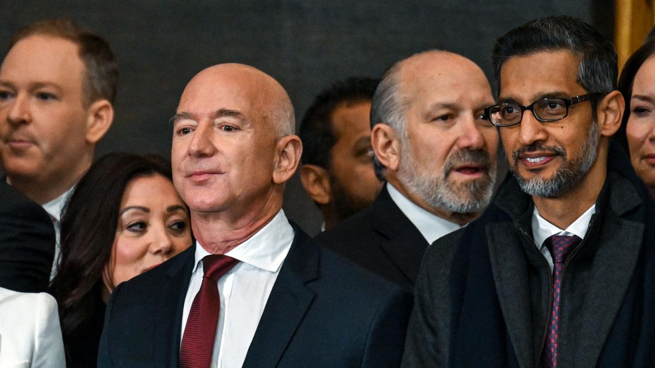 Jeff Bezos and Sundar Pichai. Picture: Kenny Holston/AFP