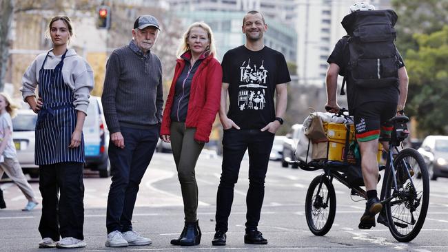 Local business owners are unhappy a new bike lane is proposed on a stretch of Oxford St that is already very busy. Pictured are (L-R) Jasmine Krargiannis, Misha Dragicevic, Sue Ritchie and Mattia Dicati. Picture: Sam Ruttyn