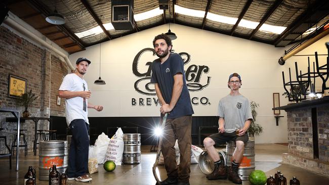 Matt King (middle) at Grifter Brewing Co Picture: Richard Dobson