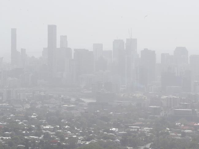 The smoke haze over Brisbane from Mt Coot-tha. Pics Tara Croser.