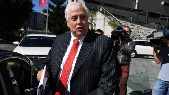 Clive Palmer leaves the Planning and Environment Court in Brisbane today. Picture: Dan Peled/AAP