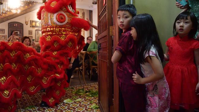 Dancers from the Australian Chinese Buddhist Society were the main attraction at the Khoo Chean House in Sydney’s Chinatown on Sunday. Picture: Sam Mooy