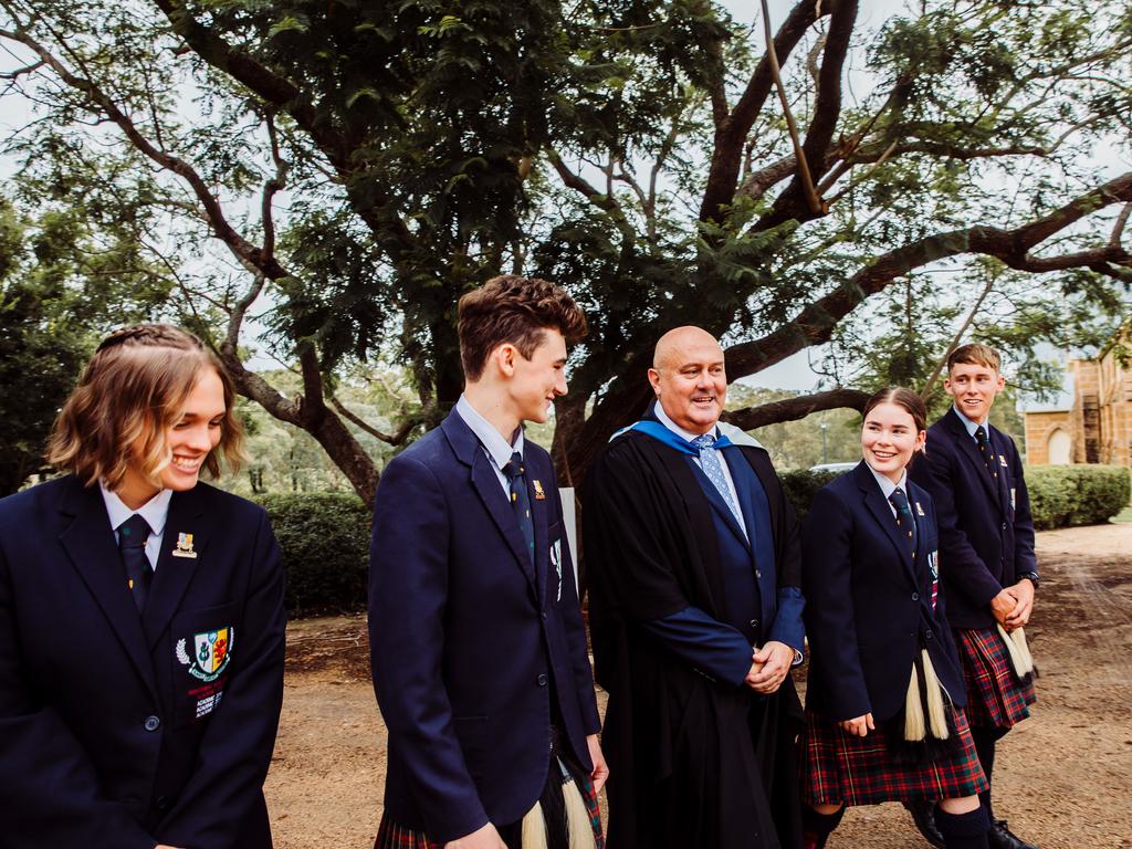 Scots PGC prefects Alexis Zerner, William Auger, Bridget Hardy and Mitchell Twidale with Principal Kyle Thompson (Photo: supplied)