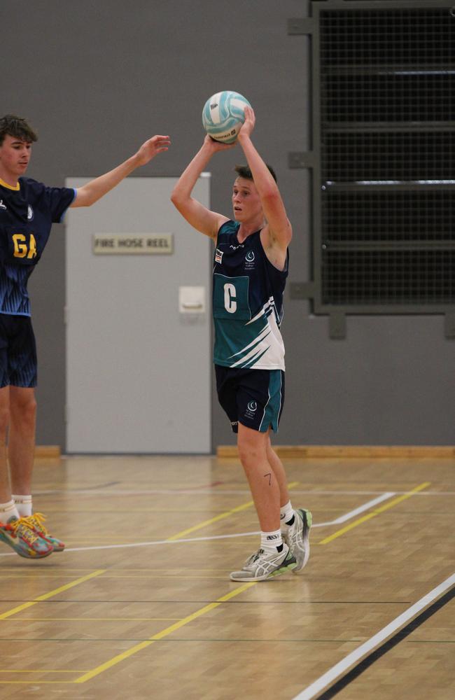 Netball action at QISSN 2024 held in Townsville. (Boys) Ryan Catholic College v Mt Maria College