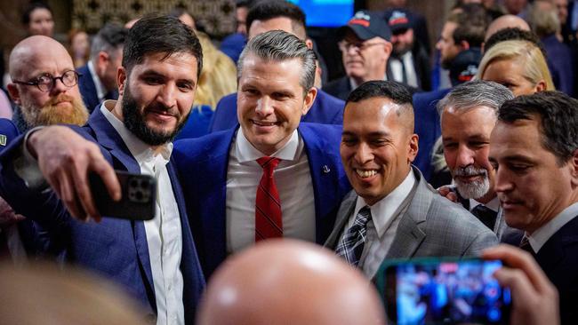 Hegseth takes a photo with supporters following a Senate Armed Services confirmation hearing on Capitol Hill in Washington, DC. Picture: Getty Images via AFP