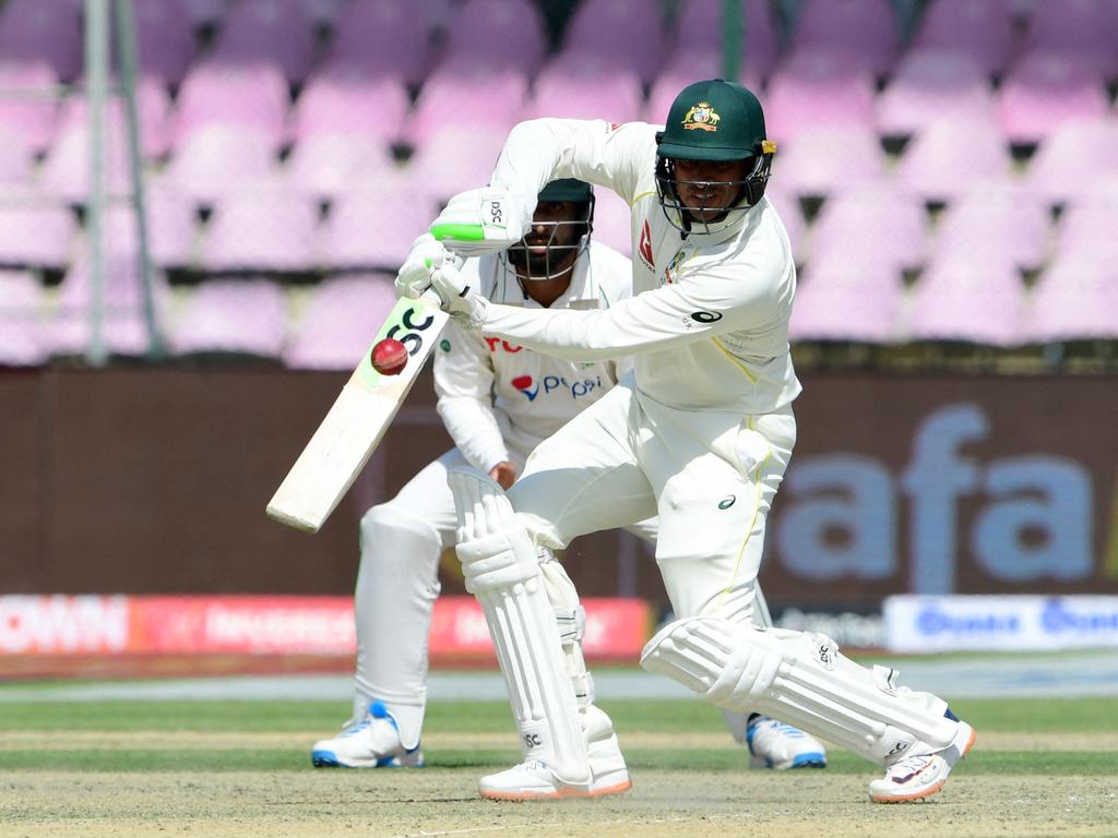 Khawaja looked at ease in the first session, picking up where he left off in Rawalpindi. Picture: Asif Hassan/AFP