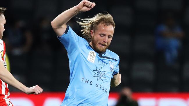 Rhyan Grant during the A-League grand final against Melbourne City. Pic: Brett Costello