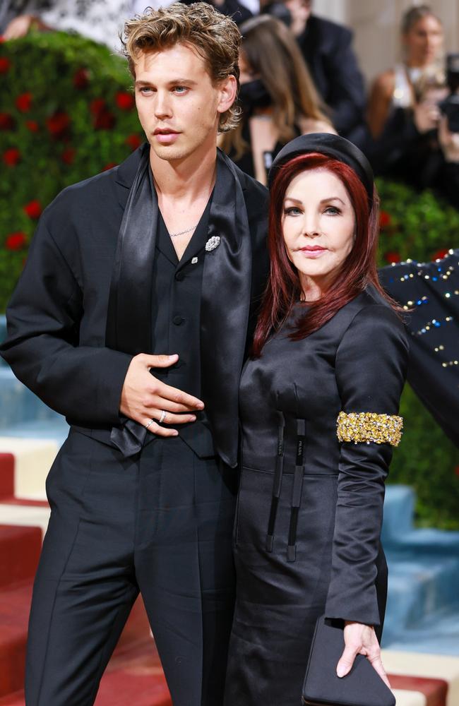 Austin Butler and Lisa Marie’s mother, Priscilla Presley, at the 2022 Met Gala. Picture: Theo Wargo/WireImage.