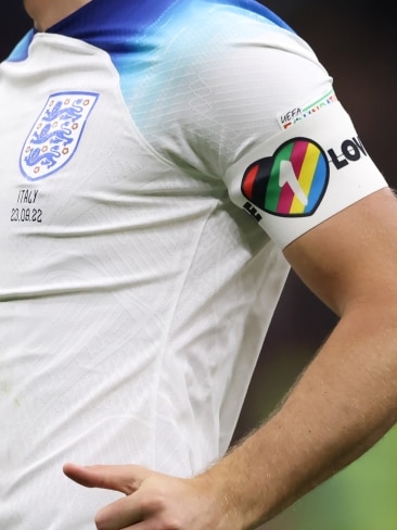 England chose not to wear the OneLove armband against Iran on Monday (local time) after FIFA said players would receive a yellow card. Picture: Jonathan Moscrop/Getty Images