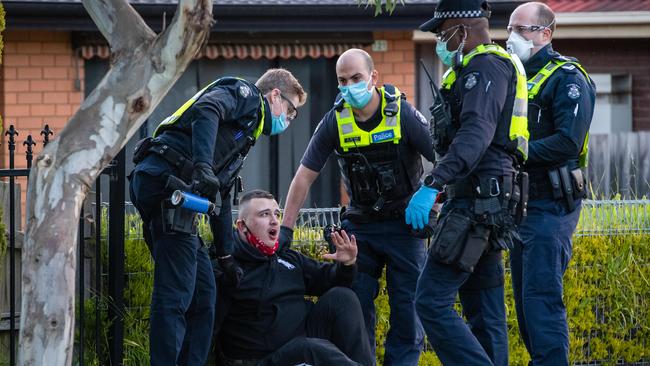 Multiple men were arrested, and nine fines issued. Picture: Jason Edwards