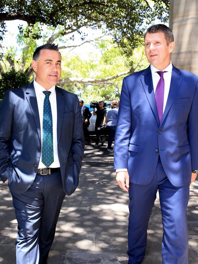 John Barilaro and Premier Mike Baird. Picture: Stephen Cooper