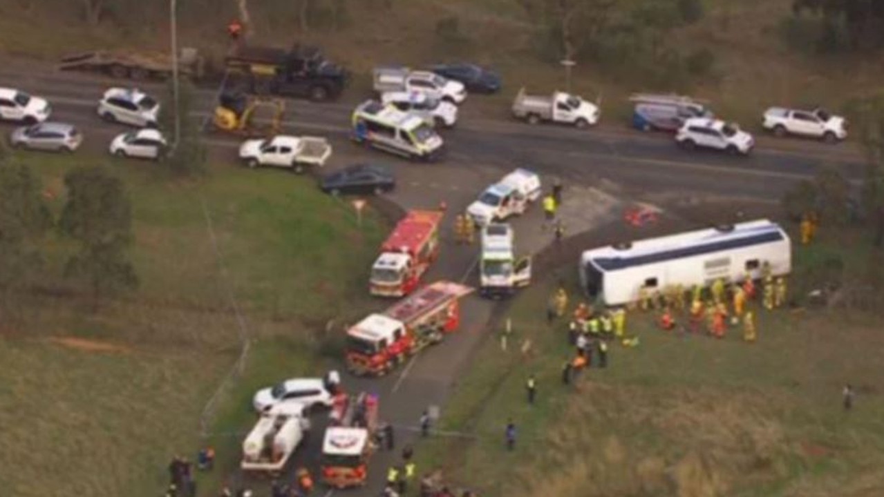 The bus was transporting students from Exford Primary School. Picture: 7 NEWS