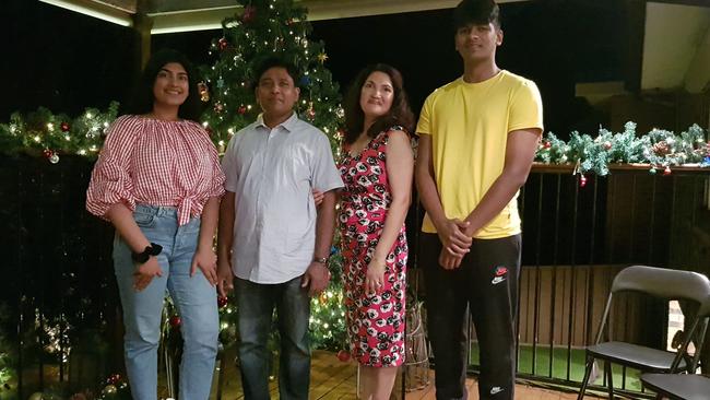 Calvin Wijeweera, far right, with his sister Ovindi, dad Sandun and mum Anoma.