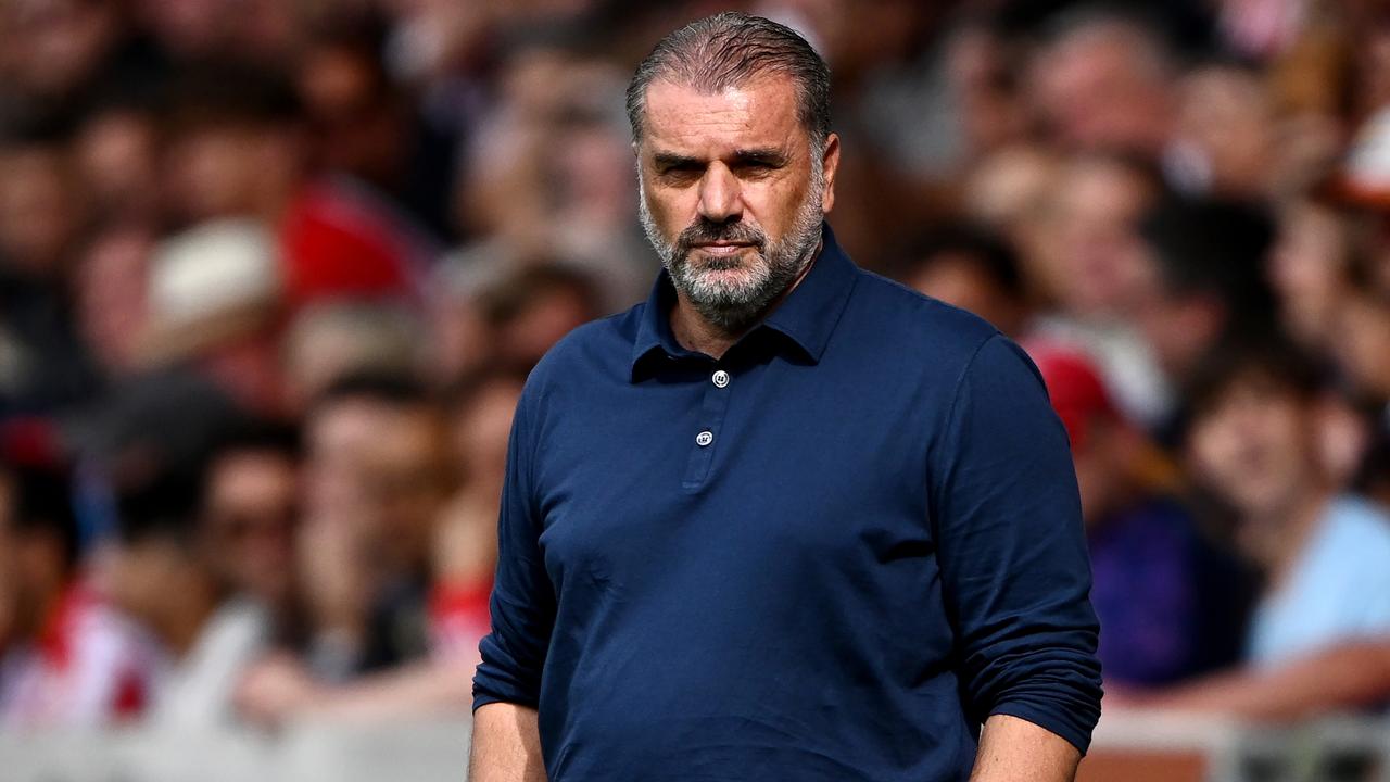 BRENTFORD, ENGLAND - AUGUST 13: Ange Postecoglou, Manager of Tottenham Hotspur, looks on during the Premier League match between Brentford FC and Tottenham Hotspur at Gtech Community Stadium on August 13, 2023 in Brentford, England. (Photo by Mike Hewitt/Getty Images)
