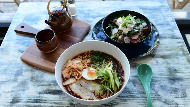 The Spicy Ramen and the Green Tea Soba Salad at Black Dog Gallery Cafe. Picture: Mark Brake