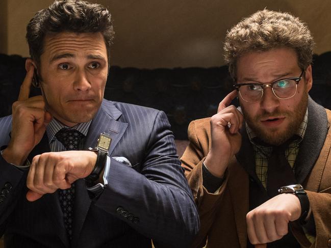 This image released by Columbia Pictures - Sony shows James Franco, left, and Seth Rogen in a scene from the "The Interview." (AP Photo/Columbia Pictures, Sony, Ed Araquel)