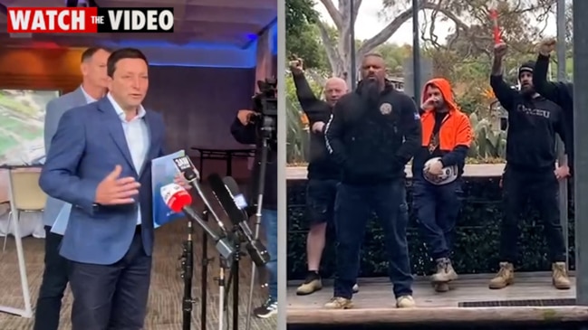 CFMEU members clash with Liberal Opposition Leader Matthew Guy