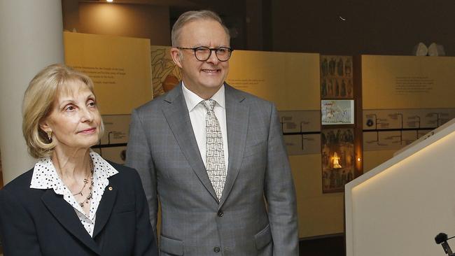 SYDNEY, AUSTRALIA - NewsWire Photos JULY 9 , 2024: L to R:  new special envoy on antisemitism Jillian Segal and Prime Minister Anthony Albanese pose for a photo.  Prime Minister Anthony Albanese visits the Sydney Jewish Museum to announce the appointment of Jillian Segal as a special envoy on antisemitism.   Picture: NewsWire / John Appleyard