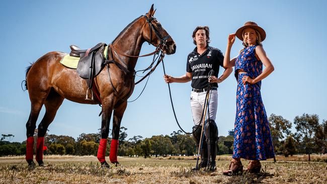 International Polo in the City guest, Nano Gracida, who is part of the Gracida polo dynasty, with Amy Rowley and horse Missy in 2019. Picture: Matt Turner.