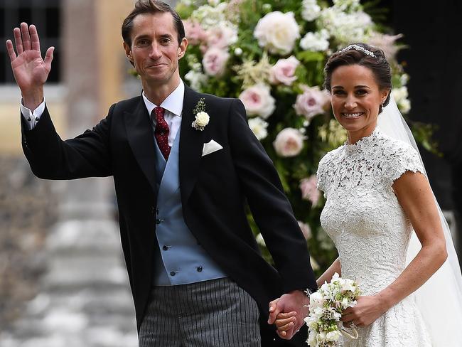 Pippa Middleton and her new husband James Matthews leave St Mark's Church in Englefield. Picture: AFP