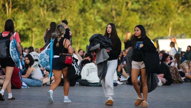 The fans have opted for comfortable clothes while they wait. Picture: NewsWire/ Gaye Gerard