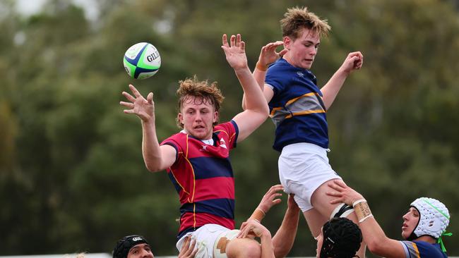 Action from the GPS rugby round 1 match between Churchie and Brisbane State High. Pictured is Brisbane's Jack Gordon. Picture: Tertius Pickard