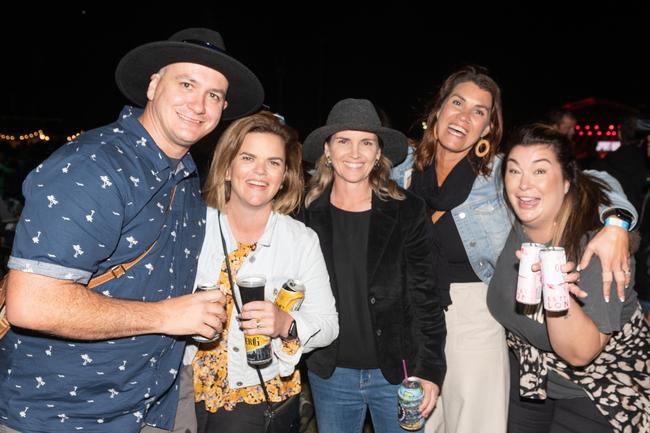 Frank Currie, Eloise Simpson, Genevieve Currie, Penny Turner and Jenny Barclay at Legends on the Lawn at Harrup Park Country Club.Picture: Michaela Harlow