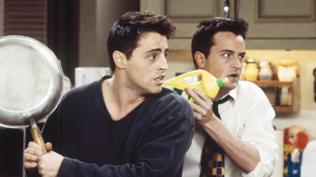 Matt LeBlanc and Matthew Perry in a 1996 episode of Friends. Picture: Brian D. McLaughlin/NBC/NBCU Photo Bank via Getty Images