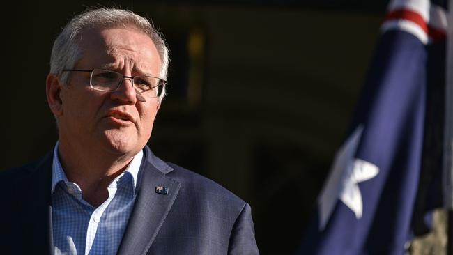 Scott Morrison’s lead on the question of the better prime minister has reduced to 47-35 per cent, compared with 50-34 per cent in the previous poll. Picture: Flavio Brancaleone