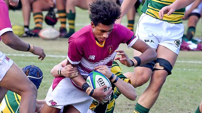 St Peters’ Kadin Pritchard. AIC First XV schoolboy match between St Pats and St Peters. Picture, John Gass