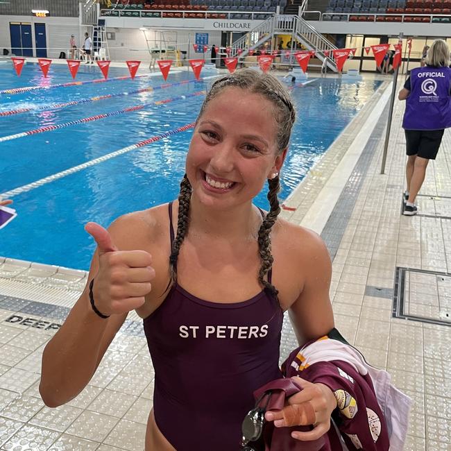 St Peters Lutheran College co-captain Amelia Weber, with her broken left finger strapped.