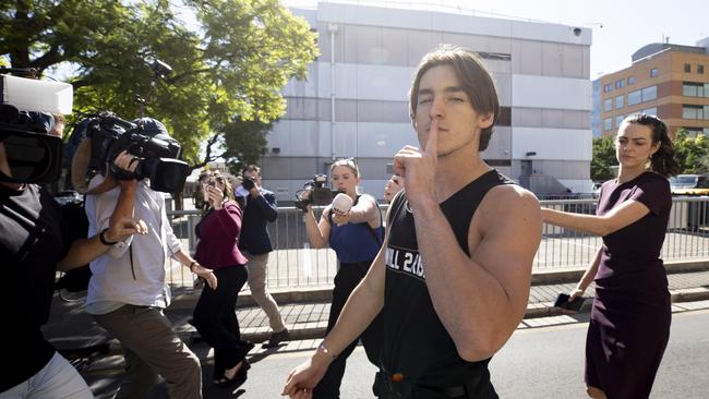 Sean Roberts on bail is seen leaving the Adelaide Magistrates court. Picture: Newswire