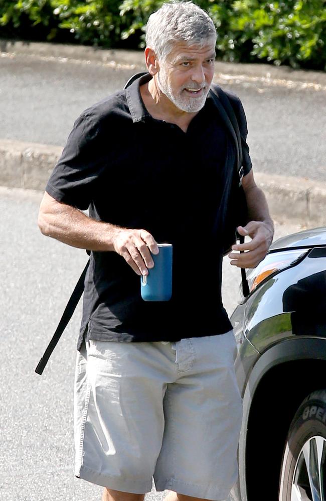 George Clooney was spotted leaving the film set at Centenary Pool in Brisbane last month. Picture: Steve Pohlner