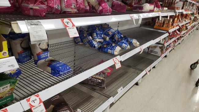 Limited rice products at Coles Epping. Picture: Kaitlyn Hudson-O'Farrell