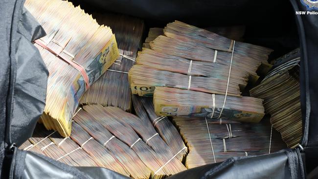 Cash seized by police. Picture: NSW Police