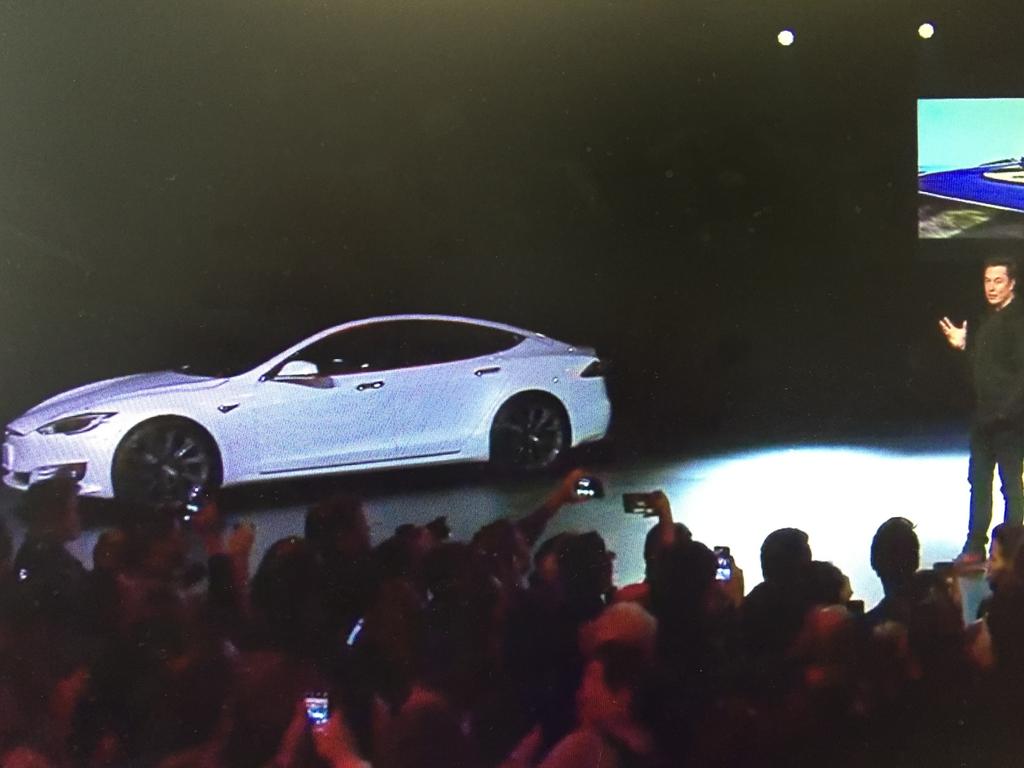 Elon Musk at the Model Y launch. Picture: Supplied