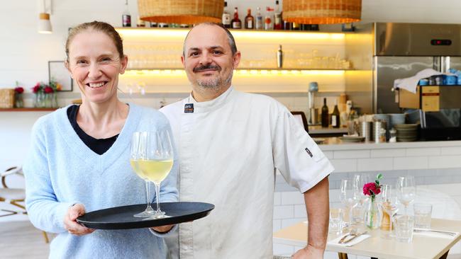 Husband and Wife team Karin Doldl and Frank Boulay who own Periwinkle Restaurant at Peregian Beach who say. the lifting of restrictions to 20 diners is fantastic news for their business. Photo Lachie Millard