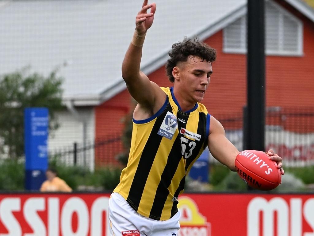 Ethan Williams takes a kick for Sandringham.