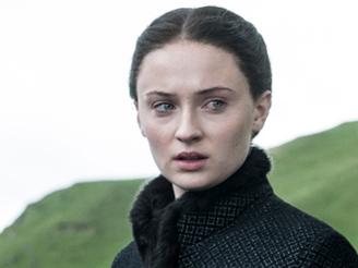 TV Guide first use April 12: Do not publish. Game of Thrones Season 5. Sophie Turner as Sansa Stark and Aidan Gillen as Littlefinger. Photo Credit: Helen Sloan/HBO **(web res only)**