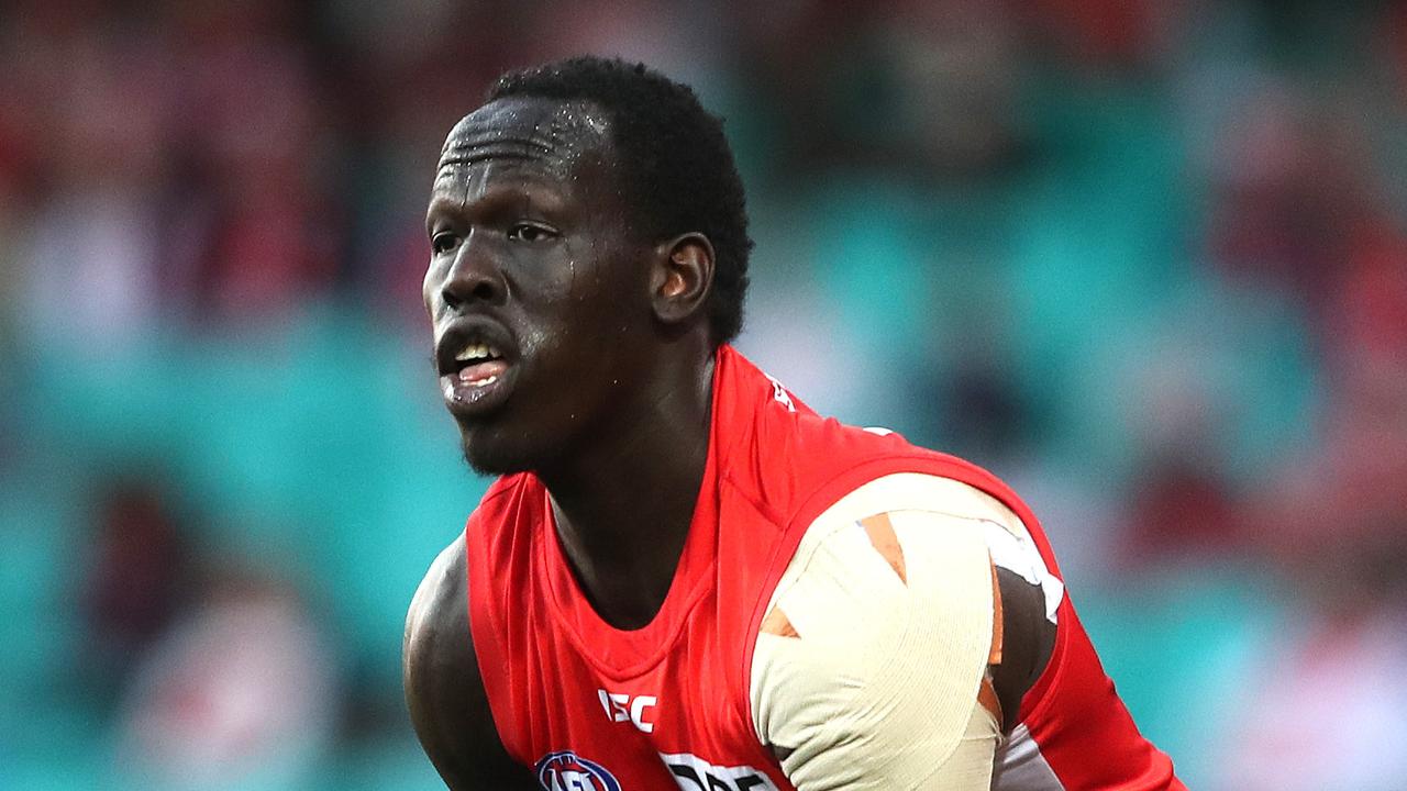 Aliir Aliir is primed for his ruck role. Photo: Phil Hillyard