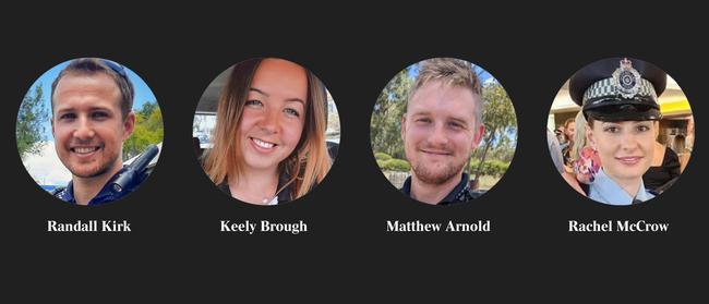 Four young Queensland police officers who attended the Wieambilla shooting.